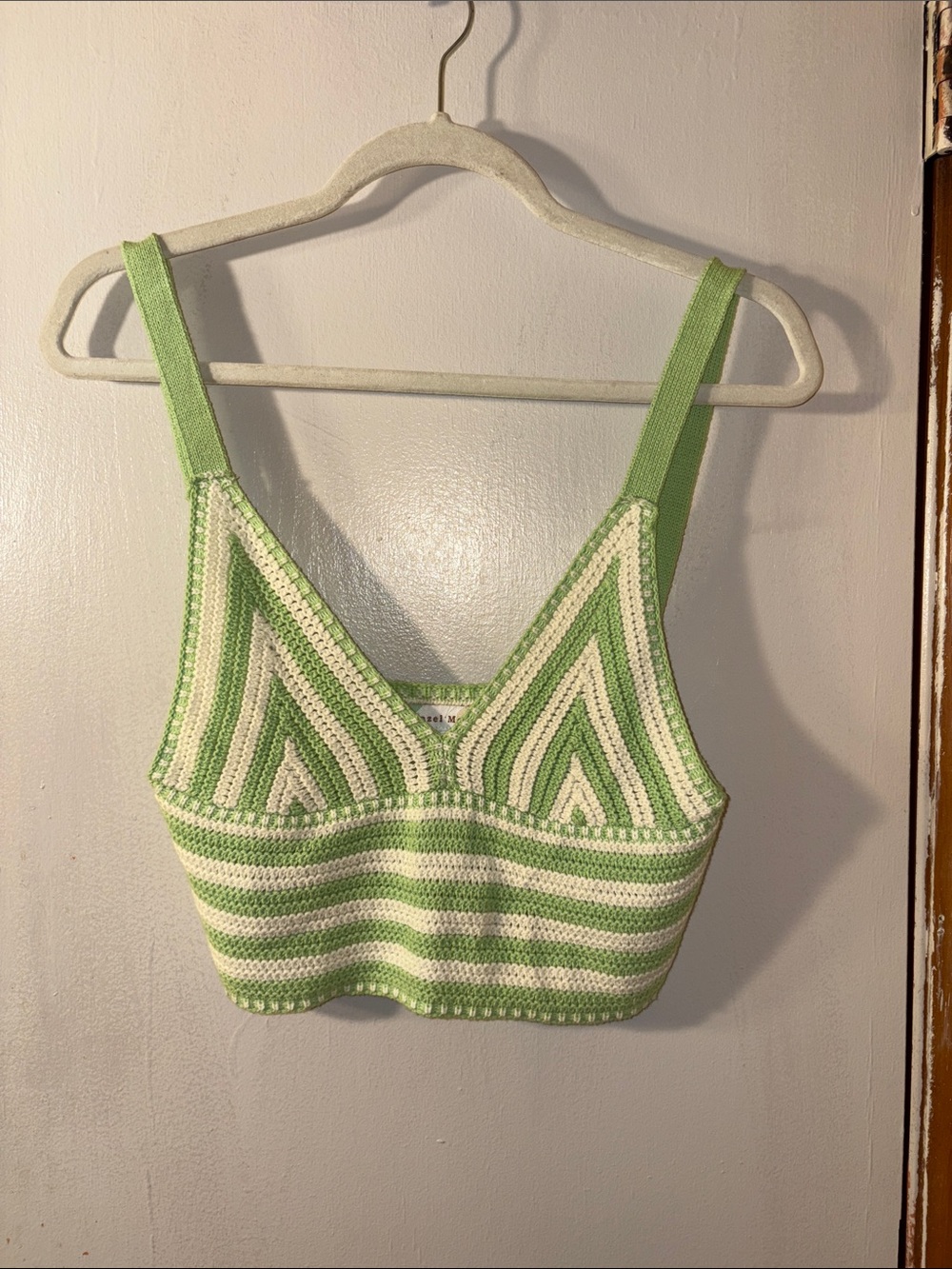 4 items for $25* Hazel Moon Crocheted Crop Top in Lime Green & White